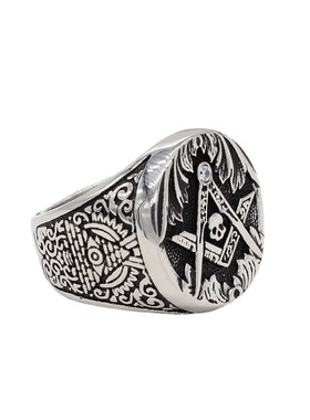 欧美共济会骷髅戒指男士