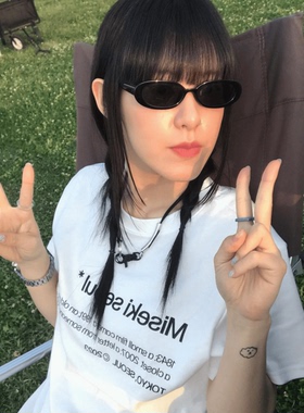 ODD/极简街头风夏季白色T恤字母印花小众清爽上衣女纯棉宽松短袖