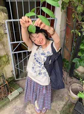 ODD/美式复古夏威夷冲浪印花显瘦ins风百搭纯棉休闲圆领短袖T恤女