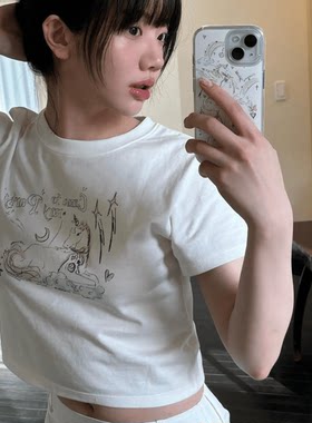 短袖ins常规印花棉女百搭