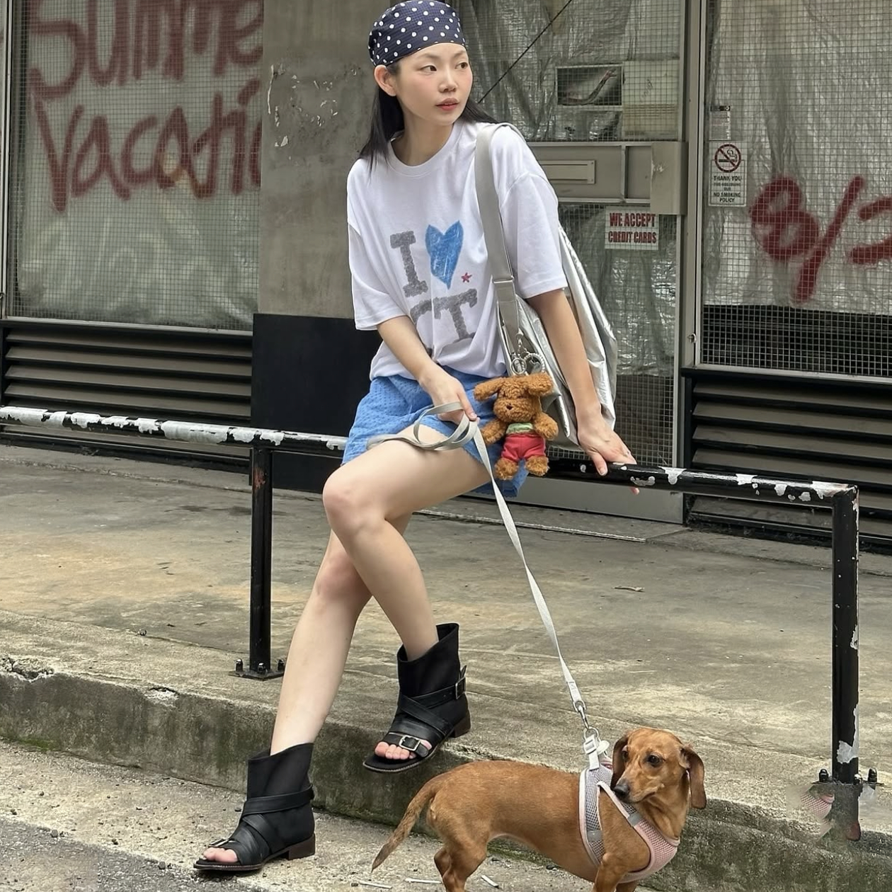 ODD泼墨涂鸦爱心字母印花T恤短袖