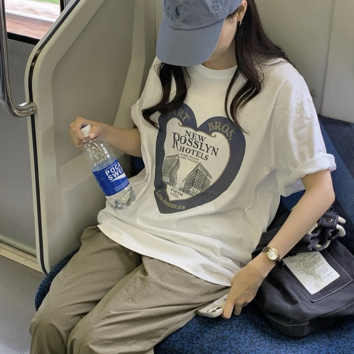 美式复古爱心字母印花圆领T恤
