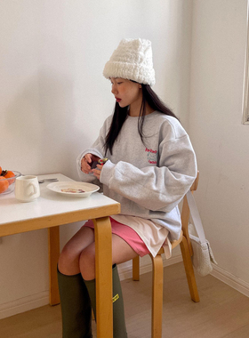 ODD RDCHS听我说个悄悄话花灰色秋冬宽松休闲卫衣宽松加绒上衣女