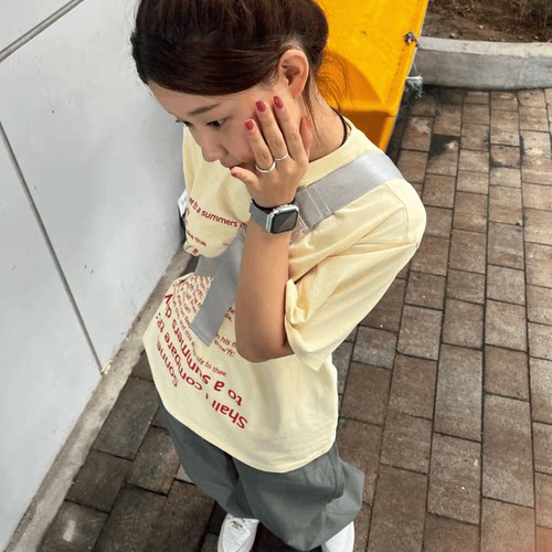 短袖ins小众数码印花纯棉女T