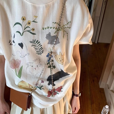 趣味小众兔子无感印花圆领T恤