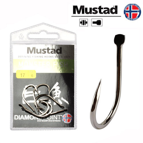 Mustad慕斯达巨鱼巨物钩草鱼青鱼鲟鱼黑坑大物有倒刺鱼钩挪威钩