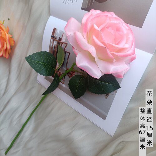 仿真月季花玫瑰花大朵假花婚礼堂装饰花高端绢布婚庆花材客厅装饰