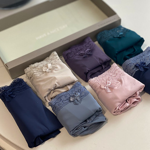 7条组合装西班牙oysho牛奶丝中腰无痕裆部棉女士内裤蕾丝少女底裤