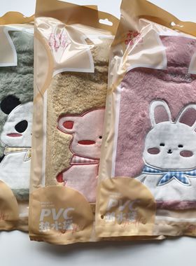 天虹P1013动物卡通毛绒热水袋大号1.8升PVC灌水冲水暖水袋学生