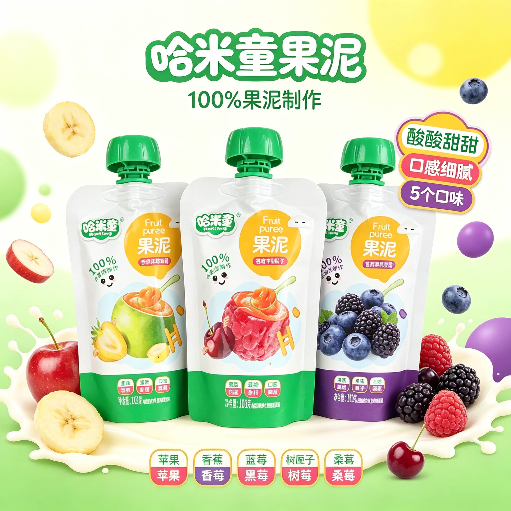 哈米童果泥103g/袋苹果草莓口味