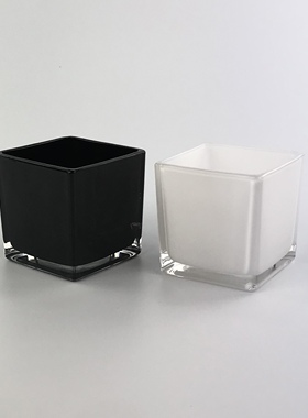 正方形黑白色玻璃花瓶透明方缸家居水培花器装饰婚庆婚礼插花摆件