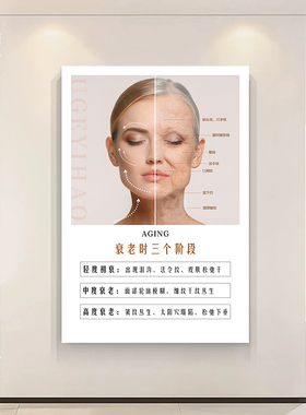 抗衰老三个阶段挂画微整形装饰画美容院背景墙广告宣传壁画医美图