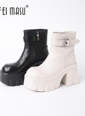 SUFEIMASU/苏菲玛素秋冬新款百搭气质时装靴高跟厚底短靴19668-16