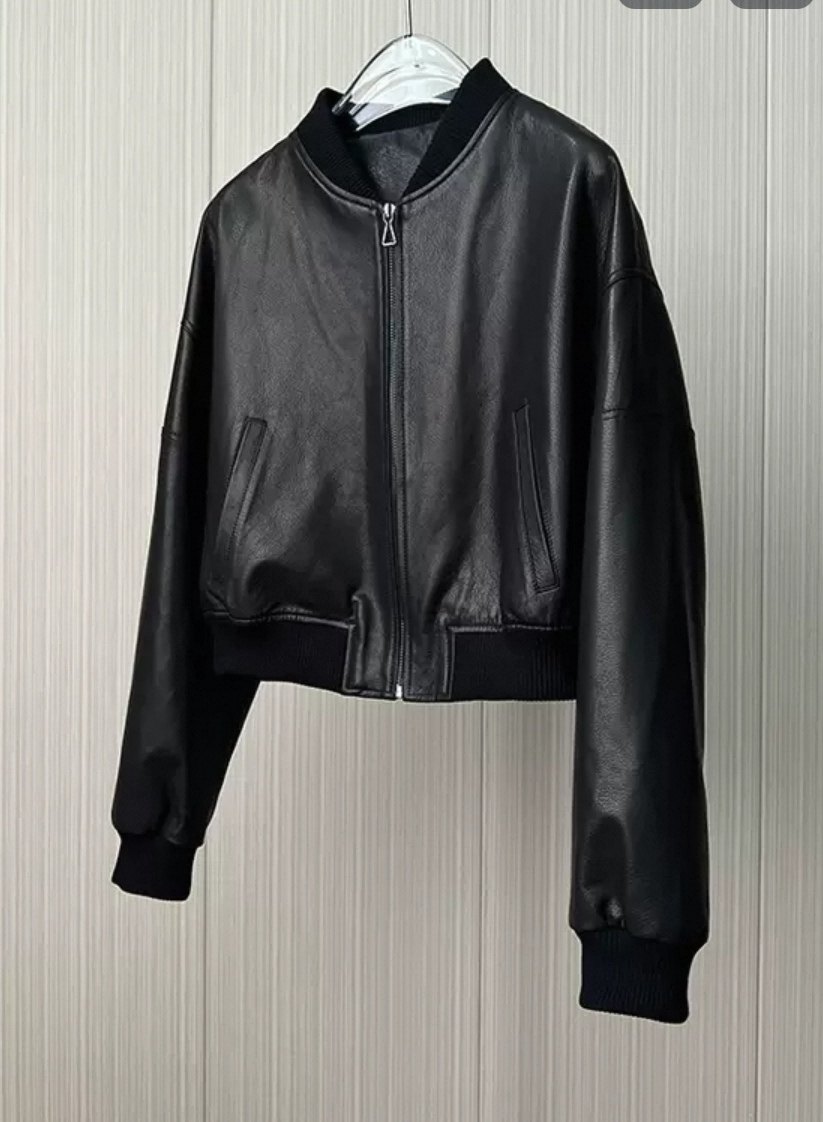 2025新款真皮皮衣女短款棒球服机车夹克女休闲飞行员夹克外套