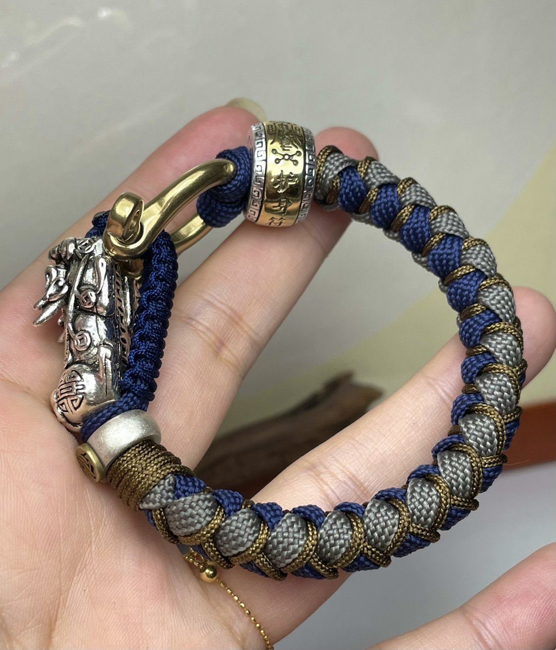 逆鳞编织手工手镯粗手绳男貔貅生肖守护神纯银保真礼物