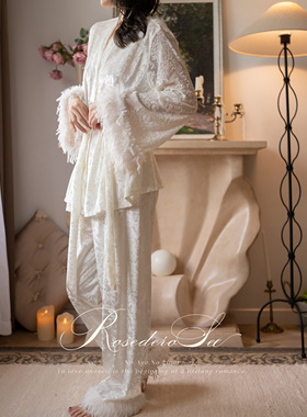 Rosederosee 星雾夫人 丝绒睡衣女高级感新中式毛绒家居服可外穿