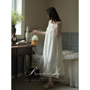 蕾丝睡衣女款 睡裙法式 复古吊带少女连衣裙 茉白春夏新款 Roserosee