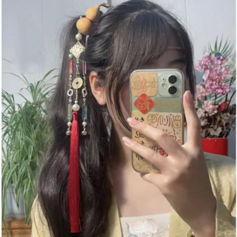 小福禄葫芦装饰流苏发夹铜钱祥云