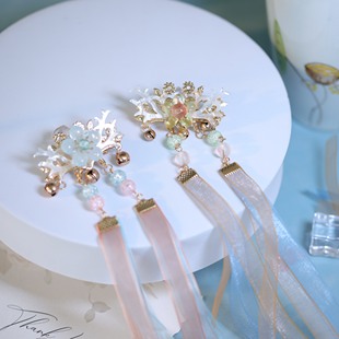 瑶遇见神鹿衍生款飘带鹿角发夹头饰蝴蝶结仙气对夹后压汉服发饰品