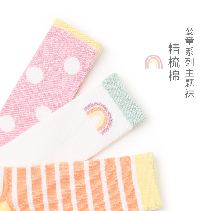 新生婴儿袜子纯棉春秋款宝宝过膝护腿长筒袜夏季初生幼儿无骨棉袜