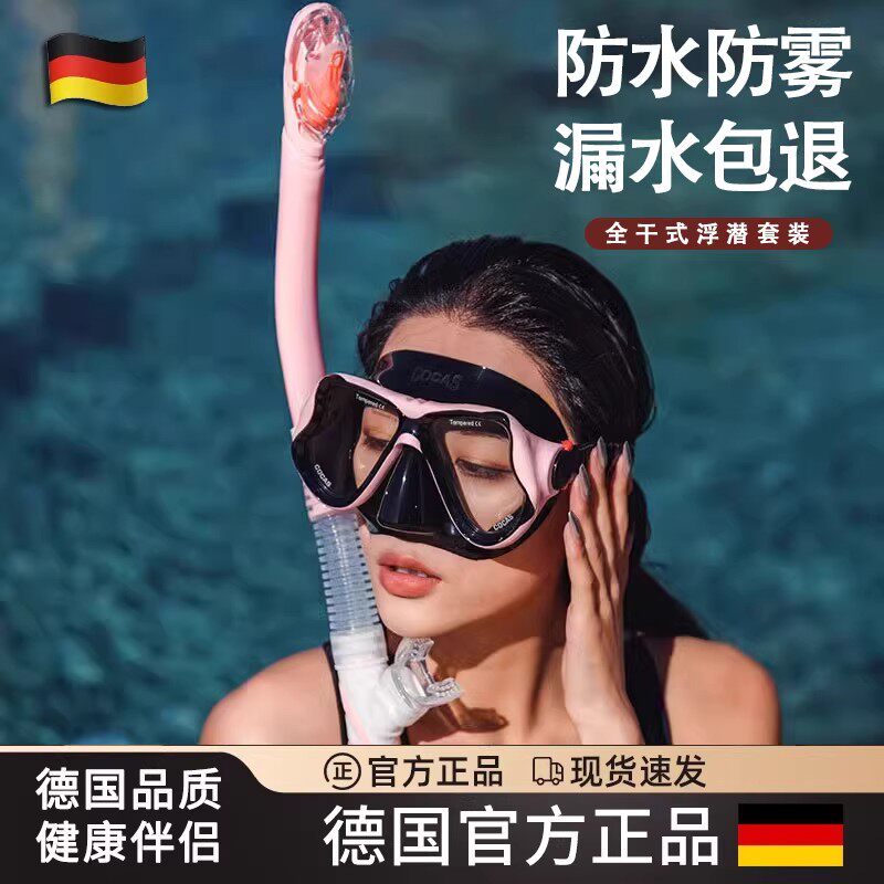 德国潜水镜全干式呼吸管浮潜面罩成人游泳装备近视泳镜潜水套装