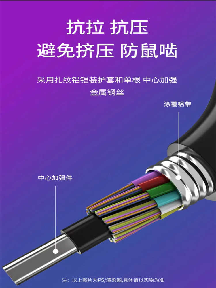 单模铠装光纤光缆GYTA/S-12B1.3架空管道直埋各芯数可定制包邮