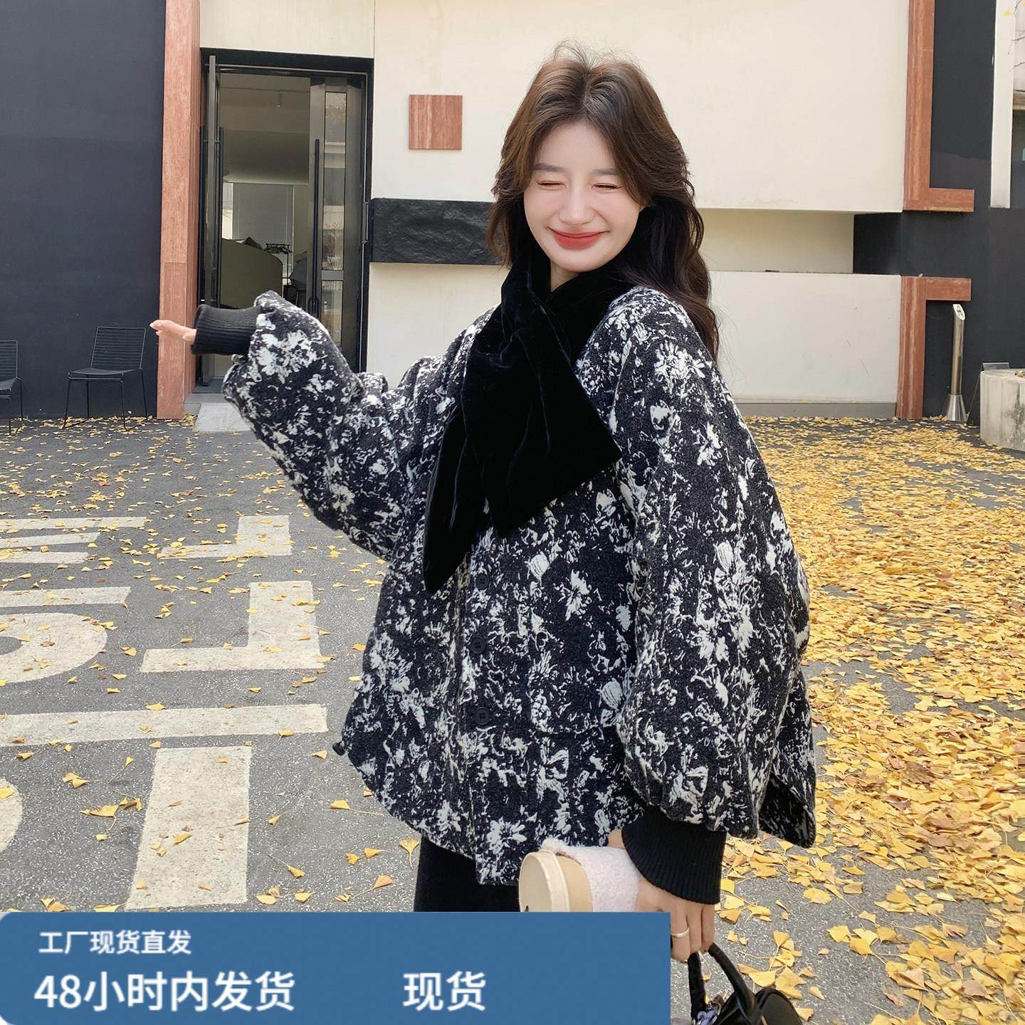 高级感黑色水墨印花羽绒服女短款2025冬季独特漂亮气质白鸭绒外套,模玩/动漫/周边/娃圈三坑/桌游,Cosplay女装/cos女装,淘宝优惠券,粉丝福利购,淘宝优惠卷