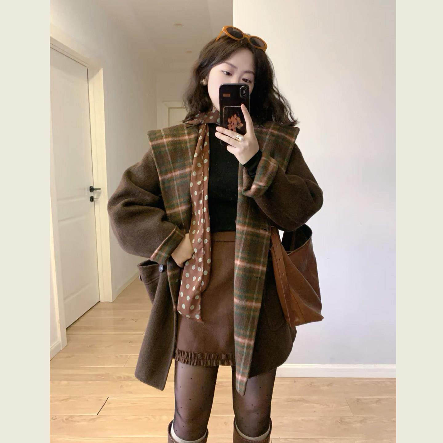 复古咖色格纹撞色毛呢大衣女冬季小个子英伦风中长款连帽呢子外套,运动/瑜伽/健身/球迷用品,广场舞套装,淘宝优惠券,粉丝福利购,淘宝优惠卷