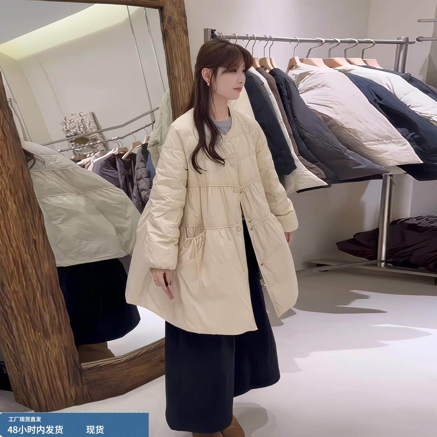 娃娃款羽绒服女中长款冬季2025新款韩系小个子a字公主风裙摆外套