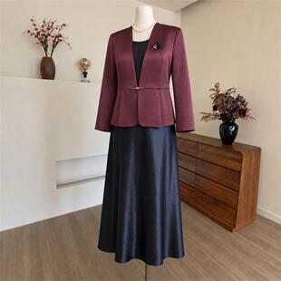 喜妈妈端婚宴礼服轻奢套装平时可穿喜婆婆岳母结婚两件套
