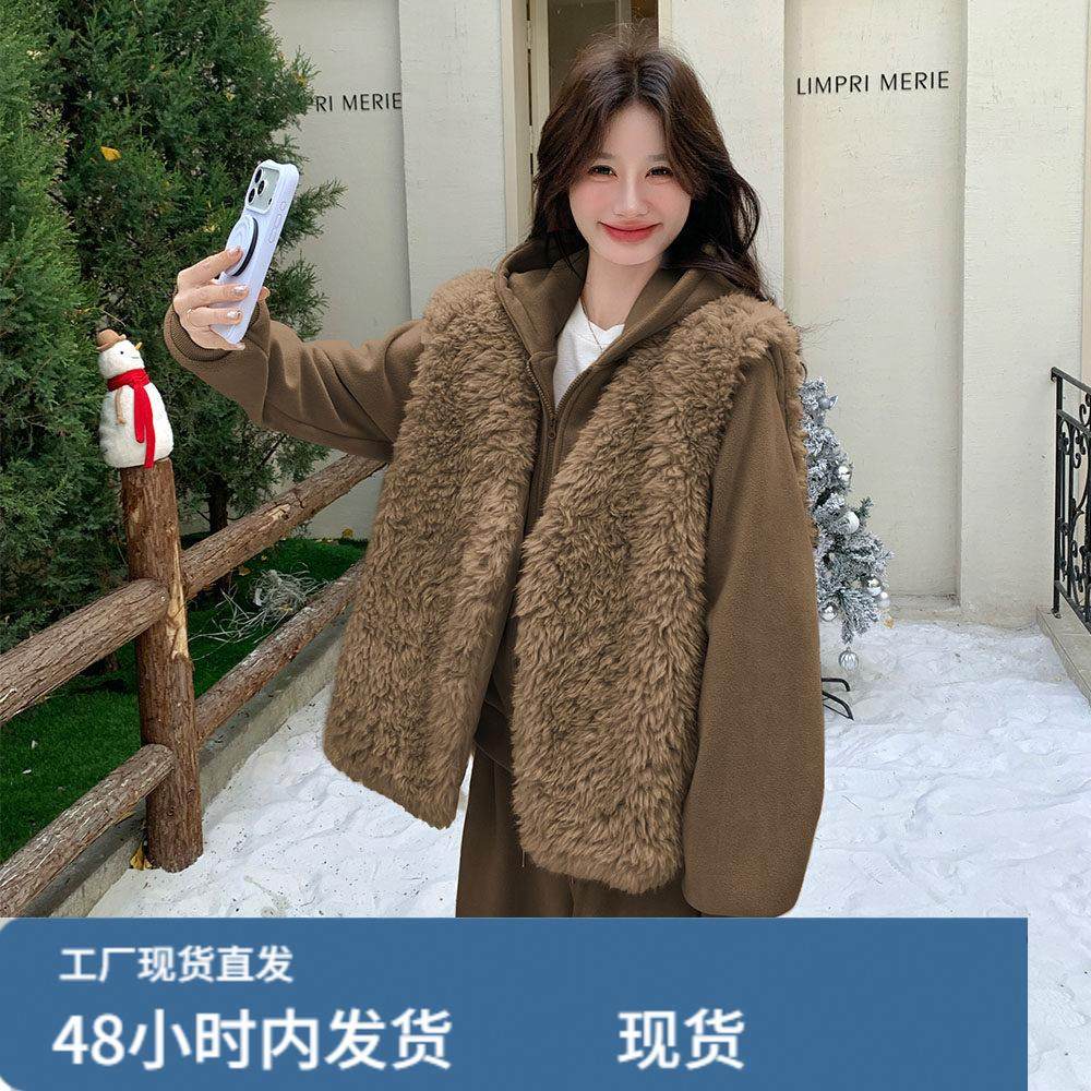 美拉德穿搭咖色卫衣套装女秋冬超好看加厚羊羔毛马甲阔腿裤三件套,孕妇装/孕产妇用品/营养,套装,淘宝优惠券,粉丝福利购,淘宝优惠卷