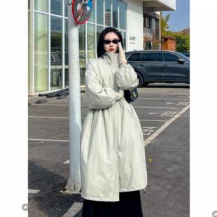 白色立领长款羽绒服女2025冬季新款高级感保暖收腰显瘦风衣外套