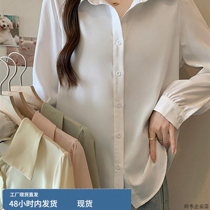 加码女装2025新秋韩式超级好看独特美丽的上衣时尚Polo领长袖衬衫