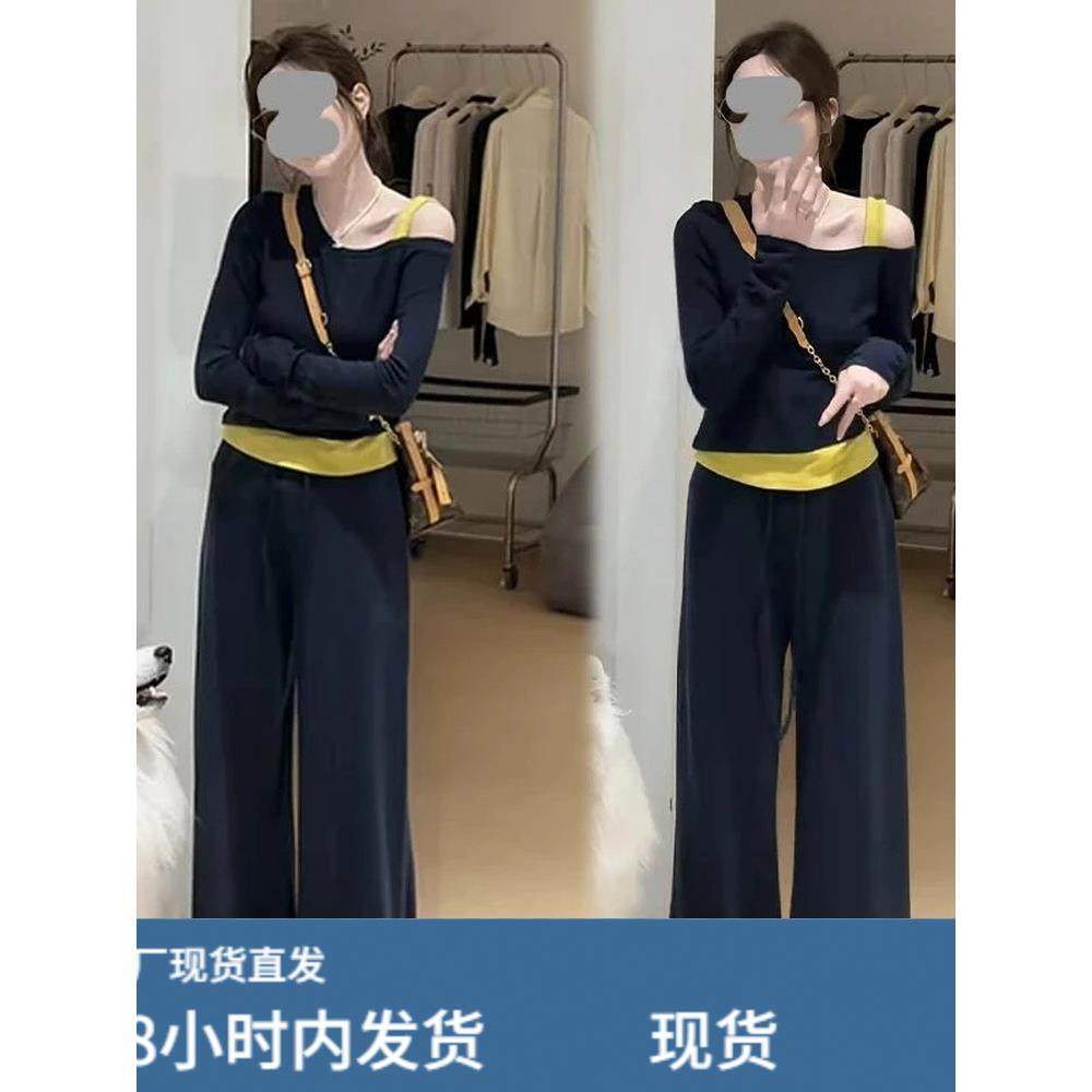 时尚运动套装女春秋轻奢高级感设计感小众假两件上衣休闲裤两件套,孕妇装/孕产妇用品/营养,套装,淘宝优惠券,粉丝福利购,淘宝优惠卷