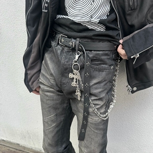 『现货』MA手工十字钉腰带 小众暗黑风格长款二层皮腰带