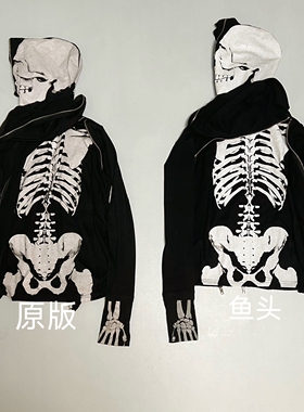 『现货』原版开发 ppfm骷髅拉链外套 小众视觉系连帽开衫卫衣