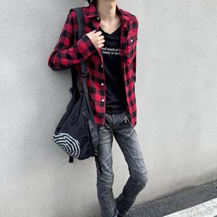 06ssT期红格子漩涡印花拼接衬衫 Undercover 开发 外套 原版
