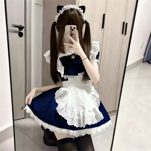 黑白库洛米女补裙子装制服套装cos日系洛丽塔动漫连衣裙蓝色女佣i