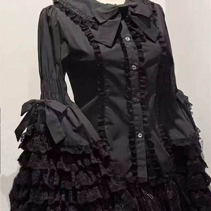 lolita内搭姬袖衬衫娃娃领长袖上衣蕾丝doll感春夏季洛丽塔喇叭袖