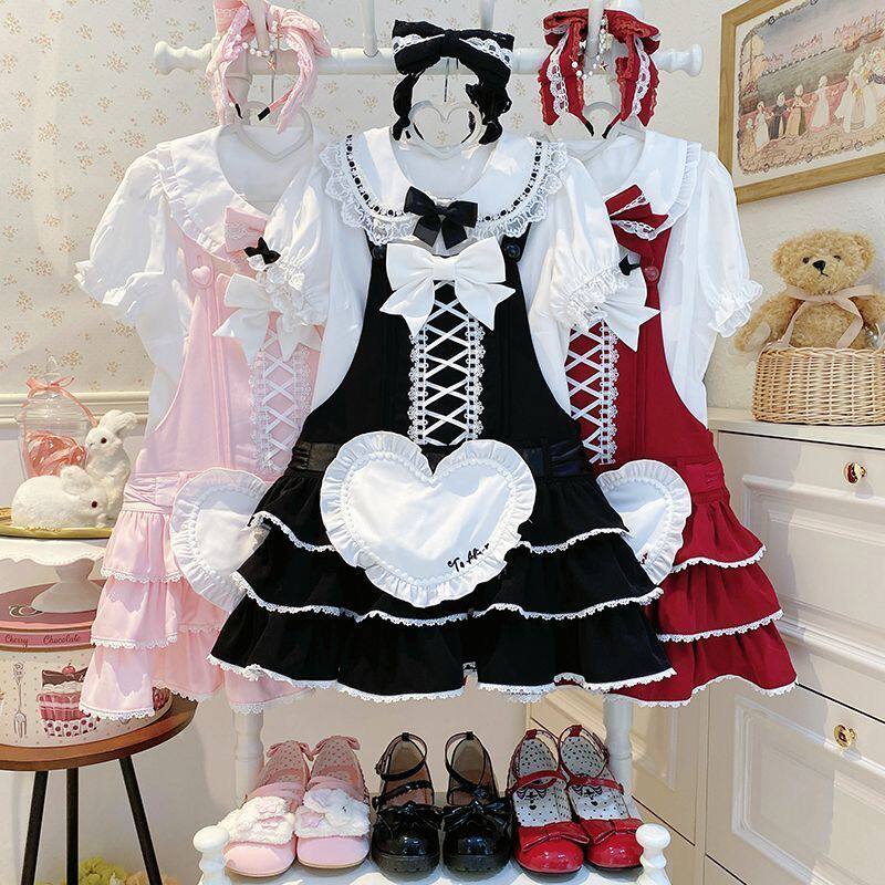 熊之原创lolita古早昭和蛋糕三层裙摆背带裙