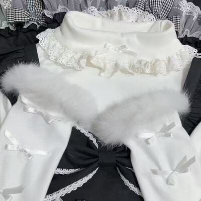 秋冬款lolita内搭长袖德绒加厚保暖上衣柔软亲肤爆款洛丽塔打底衫