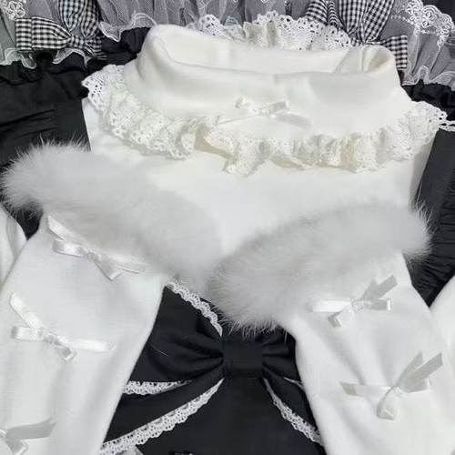 秋冬款lolita内搭长袖德绒加厚保暖上衣柔软亲肤爆款洛丽塔打底衫