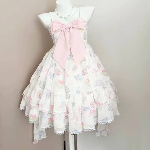 甜心小贝Lolita甜美可爱蝴蝶结jsk连衣裙显瘦蓬蓬蛋糕短裙