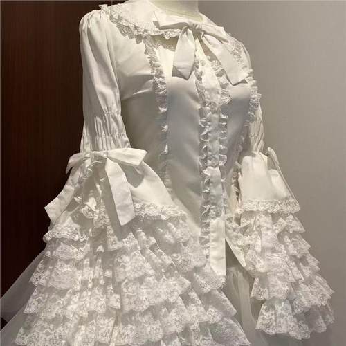 lolita内搭姬袖衬衫娃娃领长袖上衣蕾丝doll感春夏季洛丽塔喇叭袖