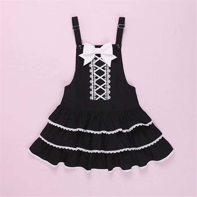 可爱少女萌妹连衣裙lolita古早昭和蛋糕三层裙摆背带裙衬熊之原创