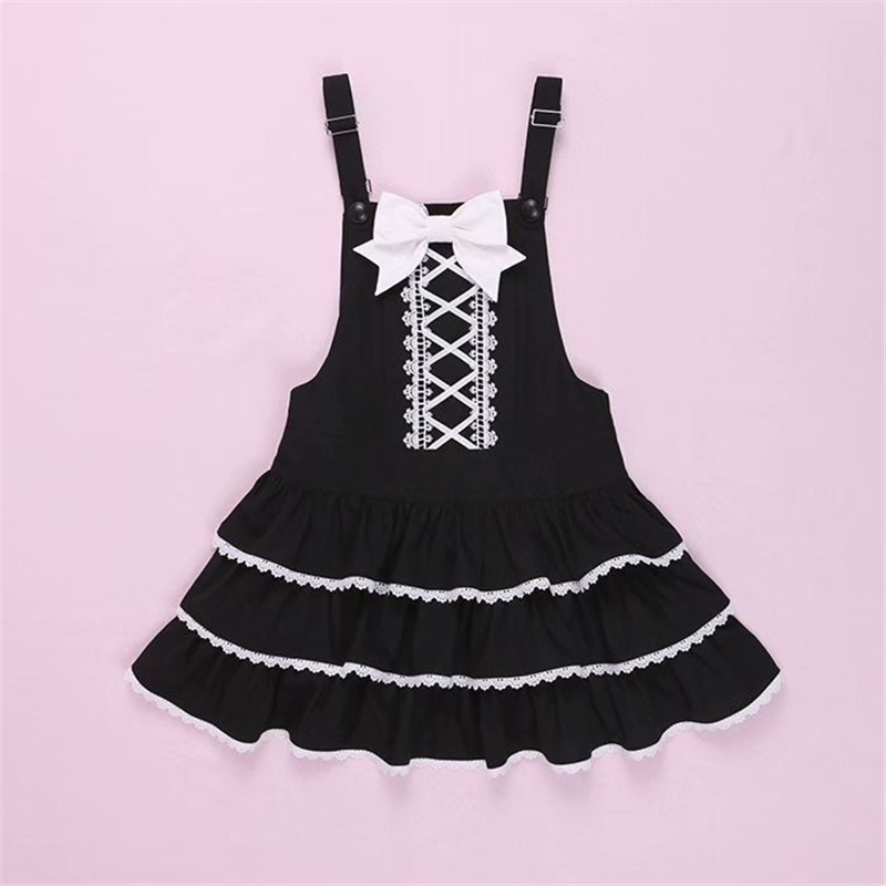 熊之原创可爱少女萌妹连衣裙lolita古早昭和蛋糕三层裙摆背带裙衬