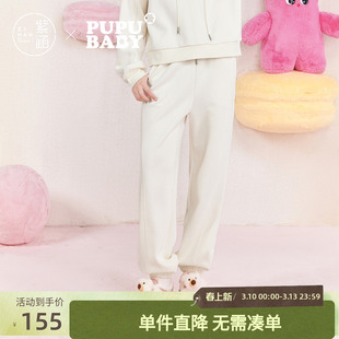 紫涵直筒束脚运动卫裤女冬季新款磨毛亲肤高腰显瘦抽绳百搭休闲裤