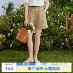 短裤 高腰宽松休闲A字五分裤 女夏季 通勤百搭时尚 新款 紫涵阔腿西装