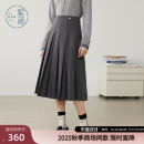 简约小个子高腰a字半身裙 新款 紫涵中长款 灰色百褶裙女2025年秋季