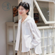 紫涵连帽白色宽松外套女士秋季 简约韩系通勤风松弛感拉链上衣 新款